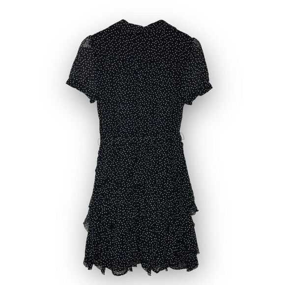 LC Lauren Conrad Dress Black White Polka Dot Ruffle Flutter Women’s Size 8 Small - Picture 2 of 12